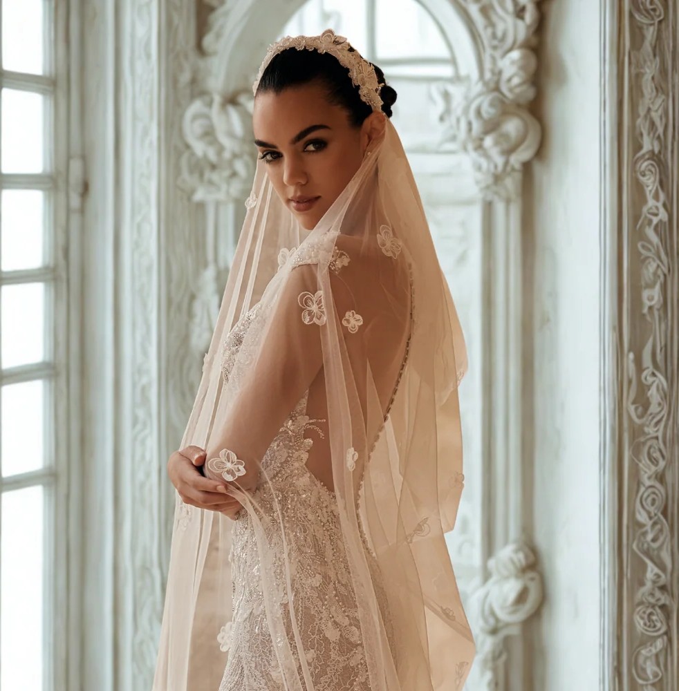 Deux robes de soirée longues et satinées portées par des mannequins dans un décor floral  à Saint-Jean-sur-Richelieu.